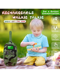 Walkie Talkie Recargable USHINING para Niños 3KM 22 Canales 2