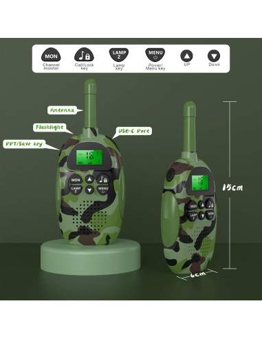 Walkie Talkie Recargable USHINING para Niños 3KM 22 Canales