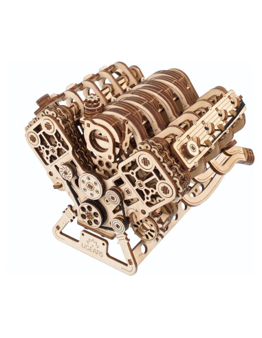 Kit de Modelo de Motor V8 UGEARS - Rompecabezas 3D de Madera 776 Piezas
