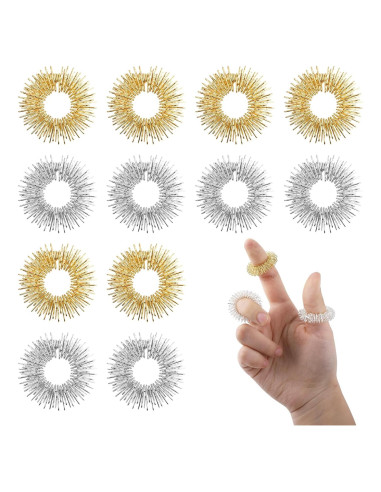 Anillos Sensoriales Antiestrés JIYIN - 12 Pcs Oro y Plata