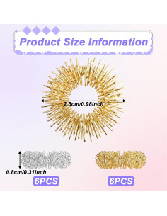 Anillos Sensoriales Antiestrés JIYIN - 12 Pcs Oro y Plata 2