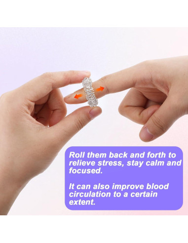 Anillos Sensoriales Antiestrés JIYIN - 12 Pcs Oro y Plata