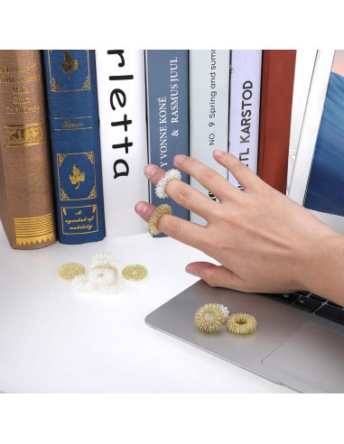 Anillos Sensoriales Antiestrés JIYIN - 12 Pcs Oro y Plata