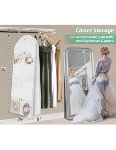 Bolsa de Vestido de Novia MISSLO 70" Blanca con Bolsillos 2