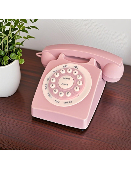 Teléfono de Línea Terrestre Retro TelPal WX-3123 Rosa