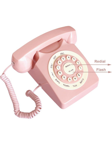 Teléfono de Línea Terrestre Retro TelPal WX-3123 Rosa