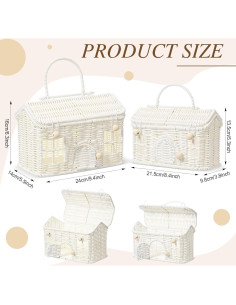 Cesta de Rattan Weysat 2 Pcs con Tapa Decorativa Blanca 2