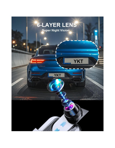 Cámara de Espejo YKT H9-2 4K con Pantalla Táctil 10" y GPS