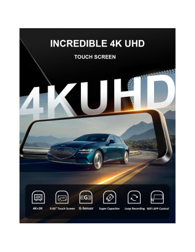 Cámara de Espejo YKT H9-2 4K con Pantalla Táctil 10" y GPS