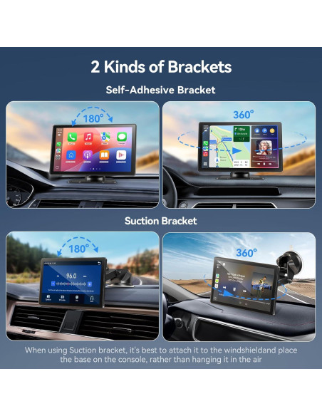 Pantalla Inalámbrica Carplay 9" Carpeer con GPS y Cámara 4K