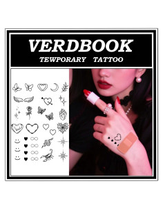 Kit de Tatuajes Temporales Impermeables VERDBOOK - 2 Hojas