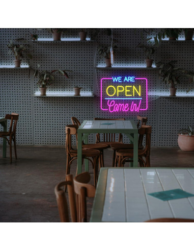 Letrero Neón Abierto GNVETZLL 33x43 cm USB Decoración