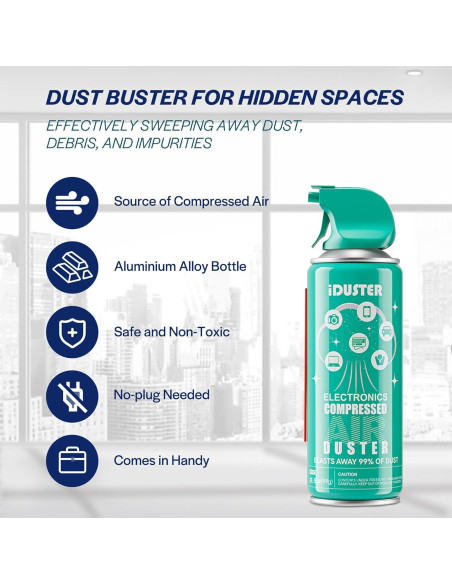 Aerosol de Aire Comprimido iDuster 158.76g - Limpiador Electrónico