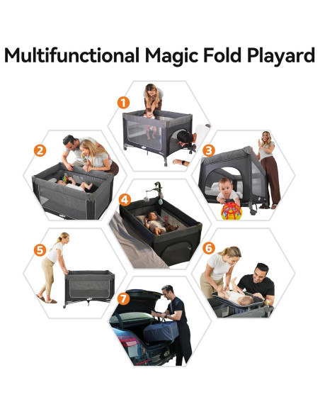 Parque para Bebés Pamo Babe Magic Fold 100x70 cm Gris