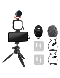 Kit de Vlogging Mcoplus para Smartphone con Micrófono y Luz LED