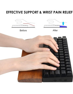 Reposa muñecas Linkidea de madera para teclado mecánico 60% 2
