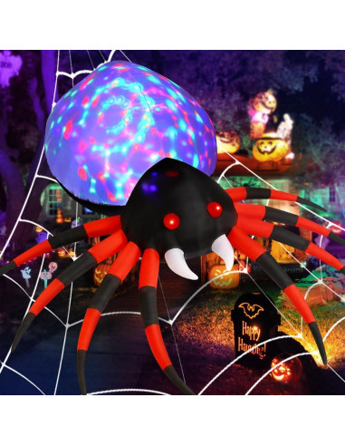 Araña Inflable de Halloween GOOSH 2.44M con Luz Blanca