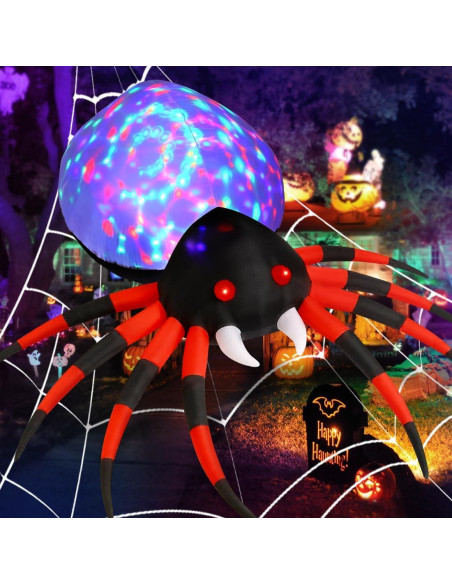 Araña Inflable de Halloween GOOSH 2.44M con Luz Blanca