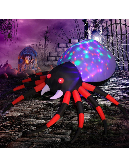 Araña Inflable de Halloween GOOSH 2.44M con Luz Blanca