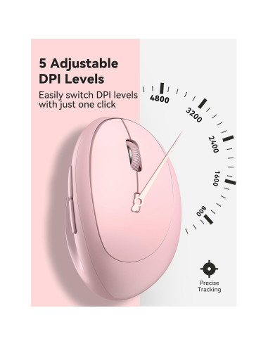 Ratón Ergonómico TECKNET Rosa 4800 DPI Inalámbrico Silencioso