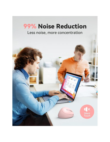 Ratón Ergonómico TECKNET Rosa 4800 DPI Inalámbrico Silencioso