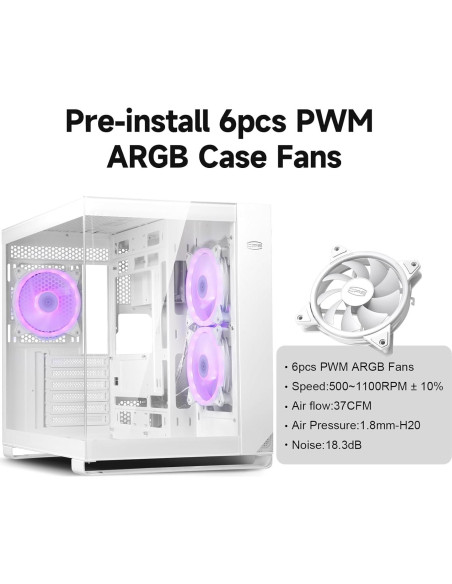 Caja de PC PCCOOLER C3T500 ARGB Torre Media ATX Blanco
