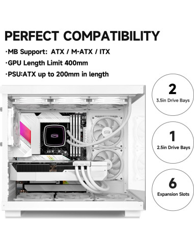 Caja de PC PCCOOLER C3T500 ARGB Torre Media ATX Blanco