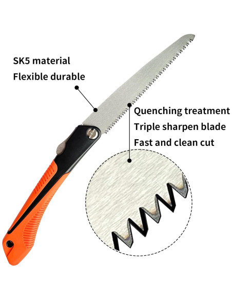 Sierra Plegable GLOWDAWN 25 cm para Madera y Jardín