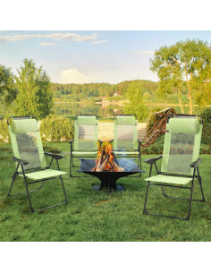 Juego de 4 Sillas Plegables Outsunny Verde Claro con Respaldo Ajustable 2