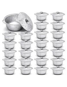 24 Botes de Aluminio Desechables Ziliny 2.2 L con Tapa