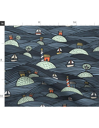 Tela de Algodón Spoonflower Islas Lago 21x18" para Manualidades