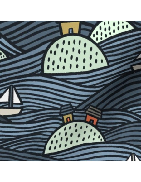 Tela de Algodón Spoonflower Islas Lago 21x18" para Manualidades