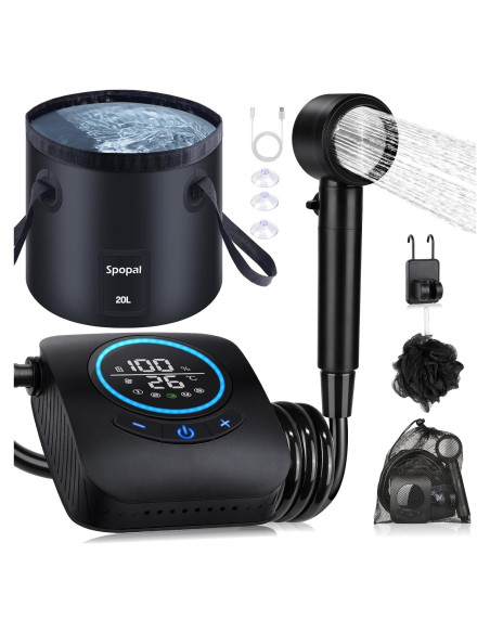 Ducha Portátil Spopal 8000mAh con Cubo Plegable 20L Ducha Portátil Spopal 8000mAh con Cubo Plegable 20L