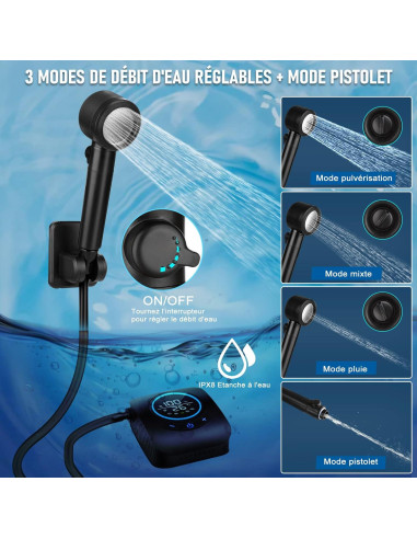 Ducha Portátil Spopal 8000mAh con Cubo Plegable 20L