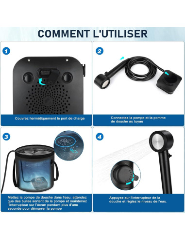 Ducha Portátil Spopal 8000mAh con Cubo Plegable 20L