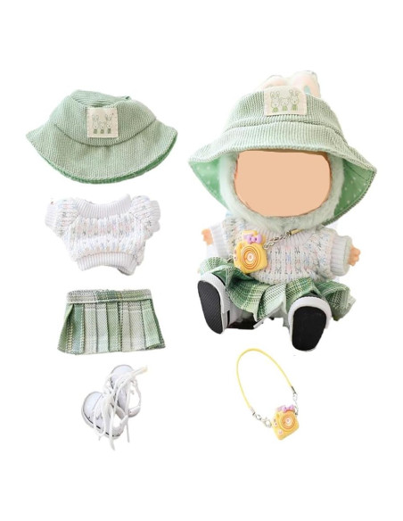 Conjunto de Ropa para Muñeca Labubu 5 Piezas Verde 15-17 cm