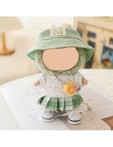 Conjunto de Ropa para Muñeca Labubu 5 Piezas Verde 15-17 cm