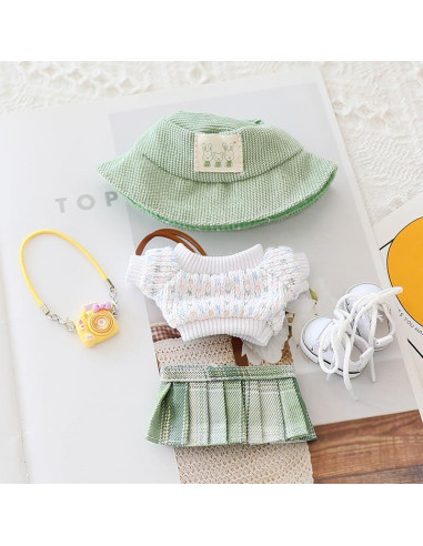 Conjunto de Ropa para Muñeca Labubu 5 Piezas Verde 15-17 cm