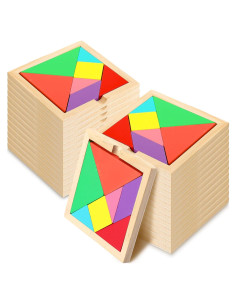 Puzzles Tangram de Madera Syhood - 24 Piezas Educativas