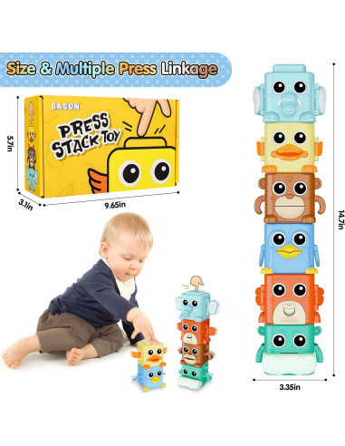 Juego de Juguetes Apilables BASUN 6 en 1 para Bebés 18+ Meses