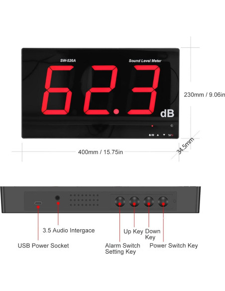 Medidor de Decibelios Hilitand 30-130dB Pantalla LCD 45.72cm