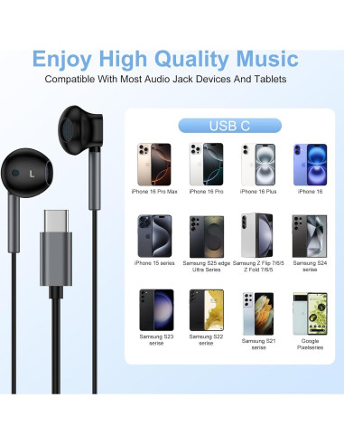 Auriculares In-Ear USB C Samsung Galaxy S25 A17 - 2 Piezas