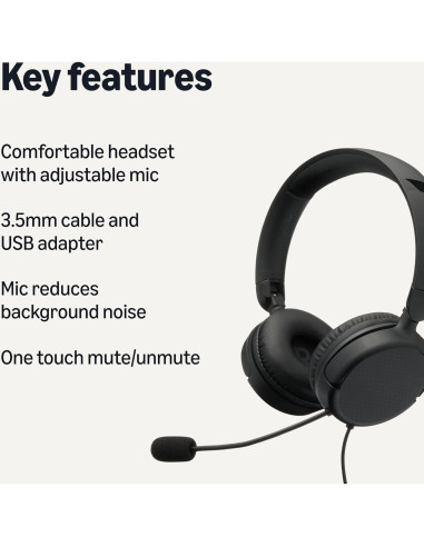 Auriculares con cable Amazon Basics con micrófono y control USB