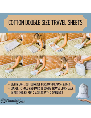 Forro de Saco de Dormir Doble Algodón Vitamin Sea 210x180 cm