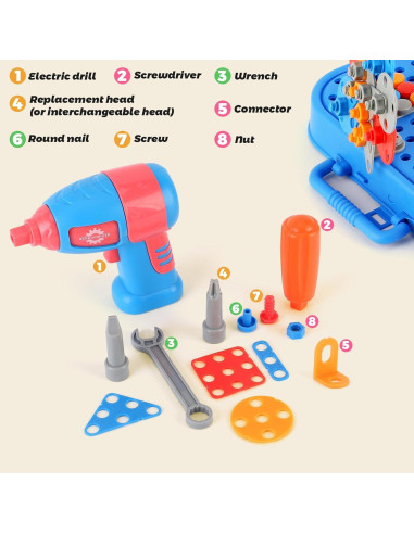 Caja de Herramientas Montessori para Niños - Juguete Educativo Azul