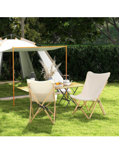 Sillas de Camping Tangkula 2 Piezas Plegables Beige Lona Bambú 2