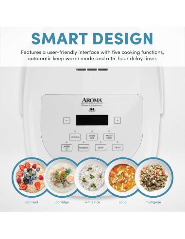 Cocedor de Arroz AROMA ARC-7604 2Qt Inducción 360 Blanco