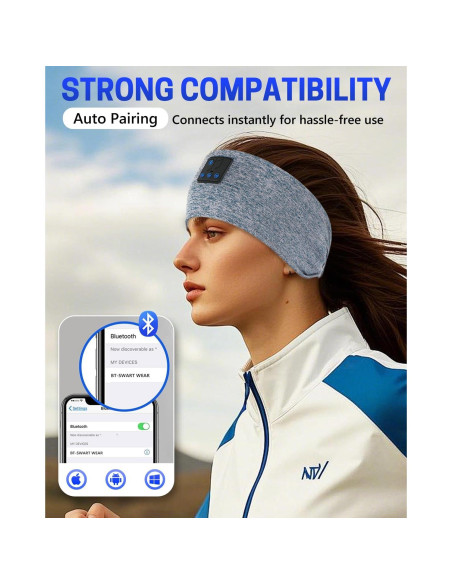 Auriculares para dormir Bluetooth GNEGNI 5.4 Estéreo HD Azul