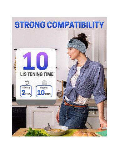 Auriculares para dormir Bluetooth GNEGNI 5.4 Estéreo HD Azul