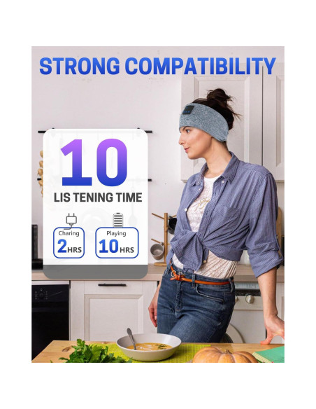 Auriculares para dormir Bluetooth GNEGNI 5.4 Estéreo HD Azul